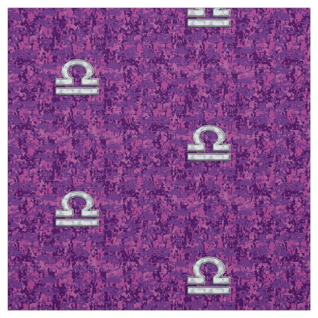 Libra Sign on Fuchsia Digital Camo Fabric (Swatch)