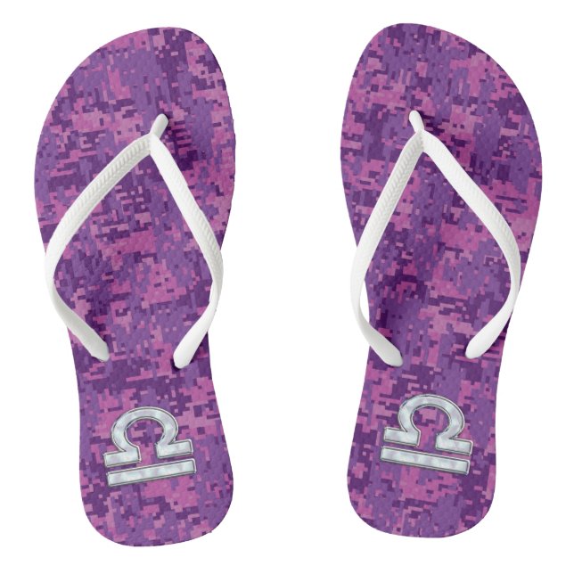 Libra Sign on Fuchsia Digital Camo Jandals (Footbed)