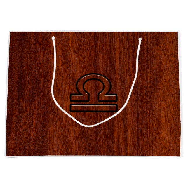 Libra Sign on Mahogany Style Decor Large Gift Bag (Front)