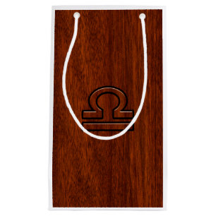 Libra Sign on Mahogany Style Decor Small Gift Bag