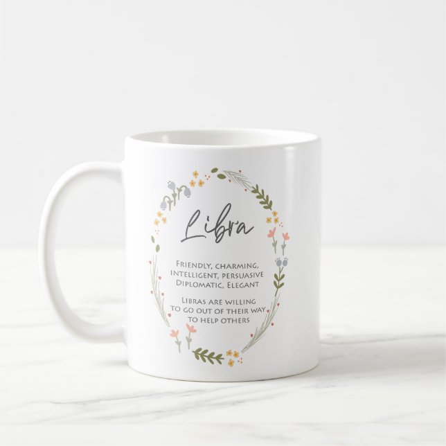 Libra Star Sign October Birthday Gift  Coffee Mug (Left)