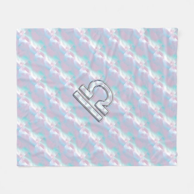 Libra Symbol Mother of Pearl Style Fleece Blanket (Front (Horizontal))