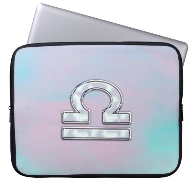 Libra Symbol Mother of Pearl Style Laptop Sleeve (Front)