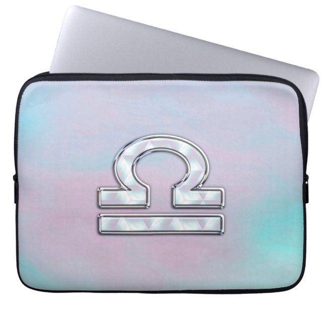 Libra Symbol Mother of Pearl Style Laptop Sleeve (Front)