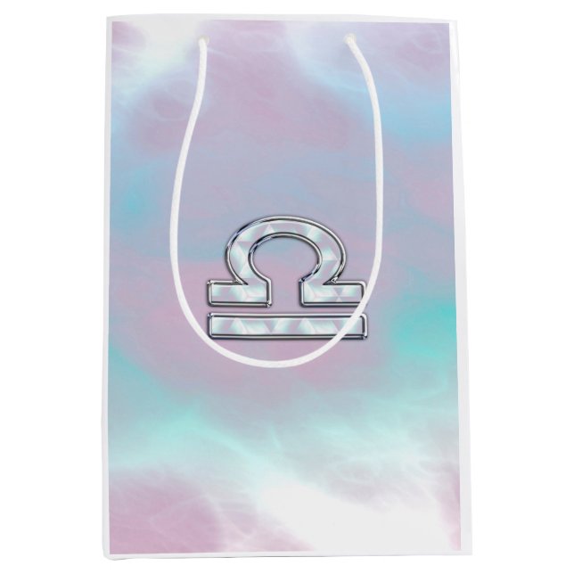 Libra Symbol Mother of Pearl Style Medium Gift Bag (Front)