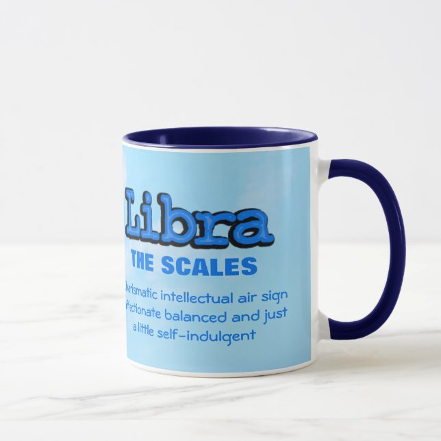 Libra “The Scales” air sign blue astrological mug (Right)