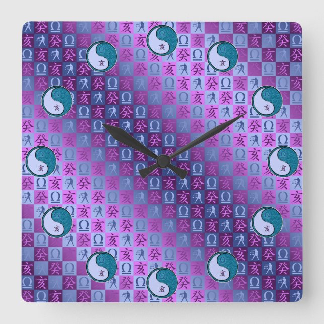 Libra & Water Boar Square Wall Clock (Front)