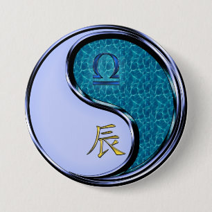 Libra & Water Dragon 7.5 Cm Round Badge