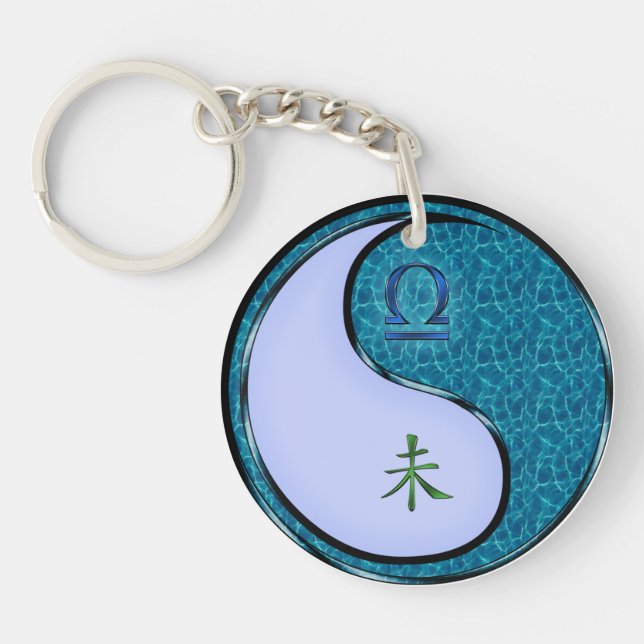Libra & Water Goat Key Ring (Front)