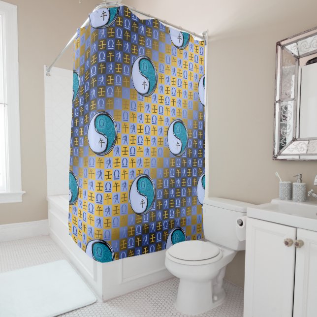 Libra & Water Horse Shower Curtain (In Situ)