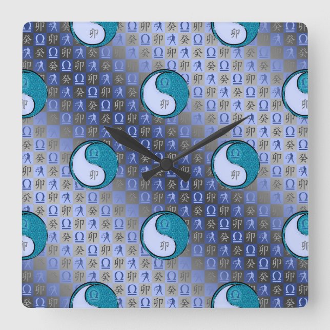 Libra & Water Rabbit Square Wall Clock (Front)