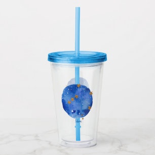 Libra Watercolor Night Sky Constellation Zodiac Acrylic Tumbler