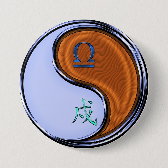 Libra & Wood Dog 7.5 Cm Round Badge (Front)