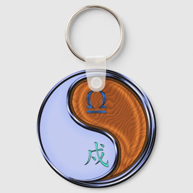 Libra & Wood Dog Key Ring (Front)