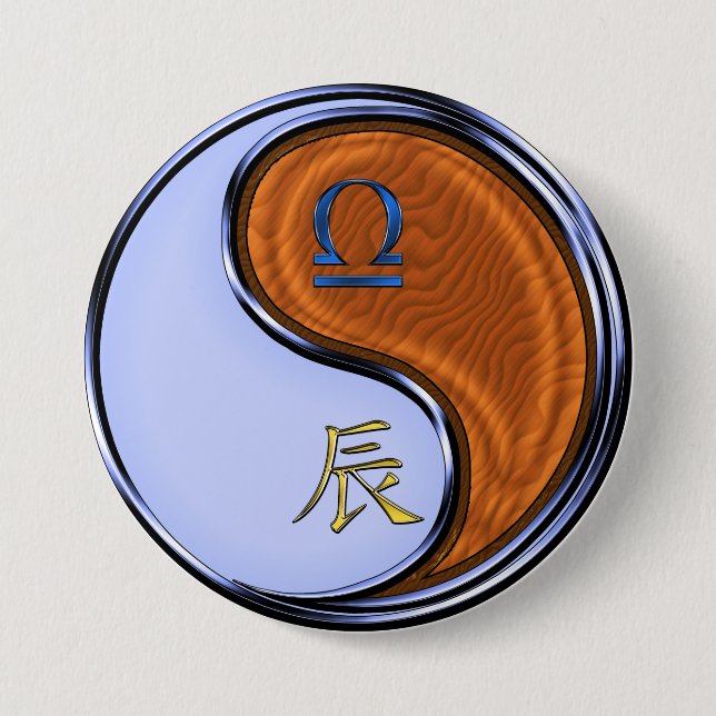 Libra & Wood Dragon 7.5 Cm Round Badge (Front)