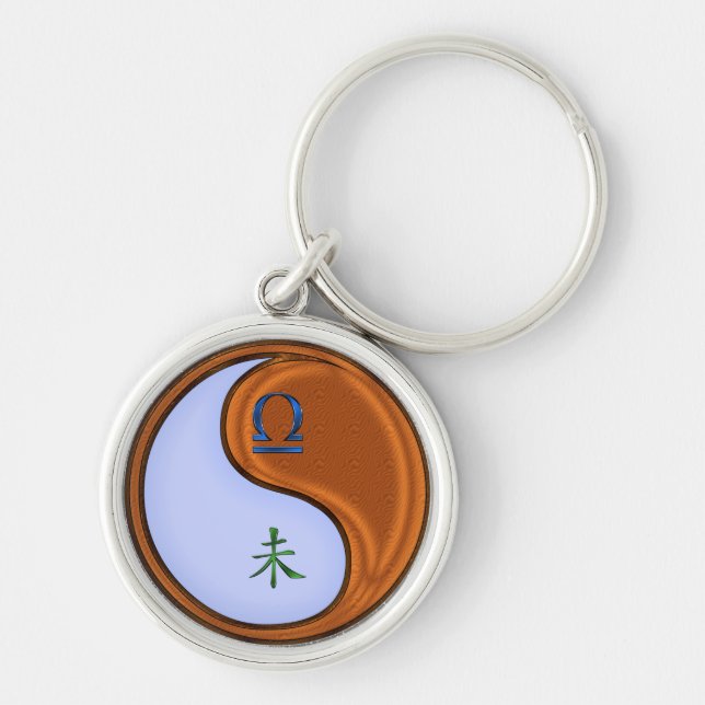 Libra & Wood Goat Key Ring (Front)