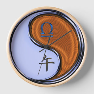 Libra & Wood Horse Clock