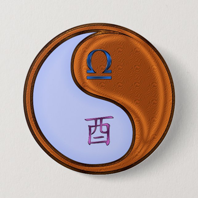 Libra & Wood Rooster 7.5 Cm Round Badge (Front)