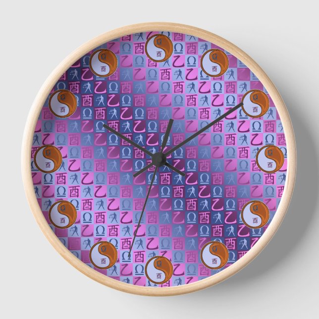 Libra & Wood Rooster Clock (Front)