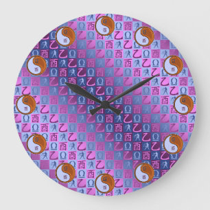 Libra & Wood Rooster Large Clock