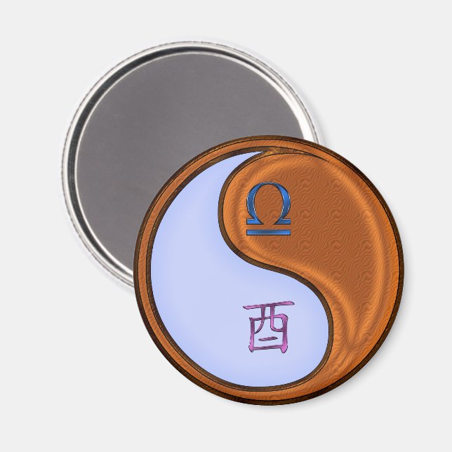 Libra & Wood Rooster Magnet (Front/Back)