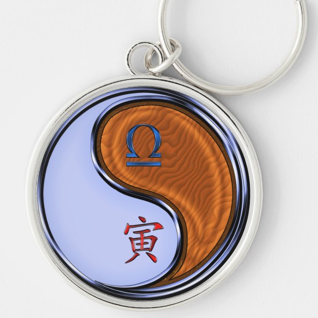 Libra & Wood Tiger Key Ring (Front)