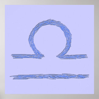 Libra. Zodiac Astrological Sign. Blue. Poster