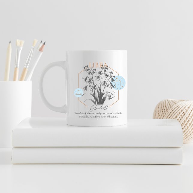 Libra zodiac birth flower month birthday  coffee mug (Libra floral month birth mug)