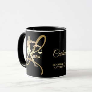 Libra ♎ Zodiac Birthday Sign / Black and Gold Mug