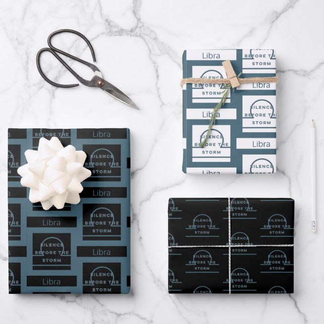 Libra Zodiac Birthday Wrapping Paper Sheet (Front)