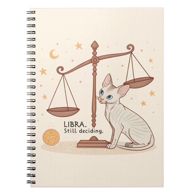 Libra Zodiac Cat Balance Still Deciding Art Notebook (Front)
