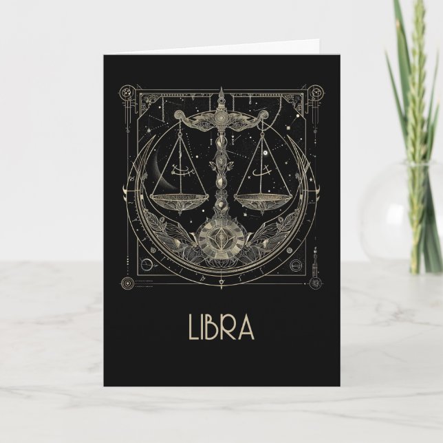 Libra Zodiac Constellation Blank Folded Card (Front)