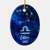 Libra Zodiac Constellation Blue Galaxy Monogram