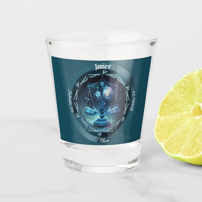Libra Zodiac Customisable  Shot Glass (Front)