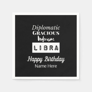 Libra Zodiac Fun Characteristics Birthday Napkin