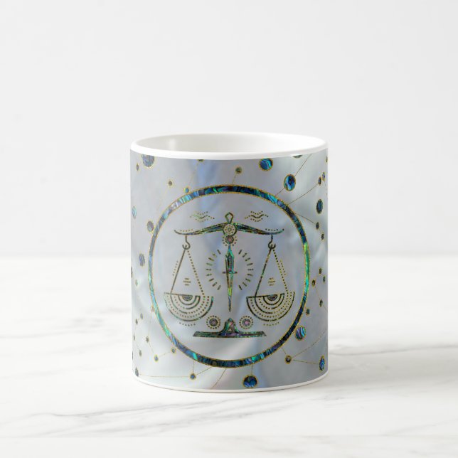 Libra Zodiac Gold Abalone on Constellation Coffee Mug (Center)