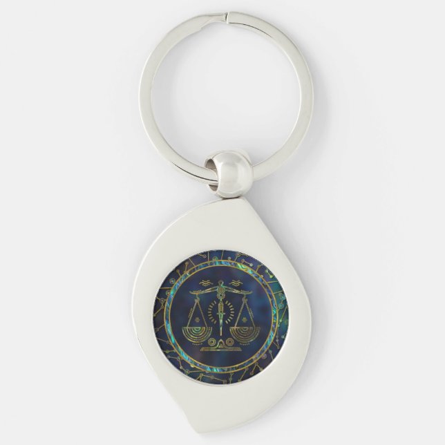 Libra Zodiac Gold Abalone on Constellation Key Ring (Front)