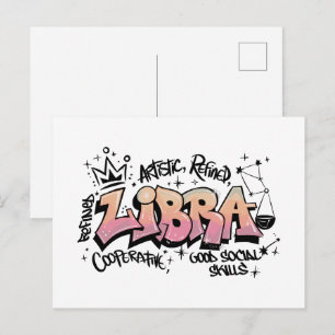 Libra Zodiac Graffiti Postcard