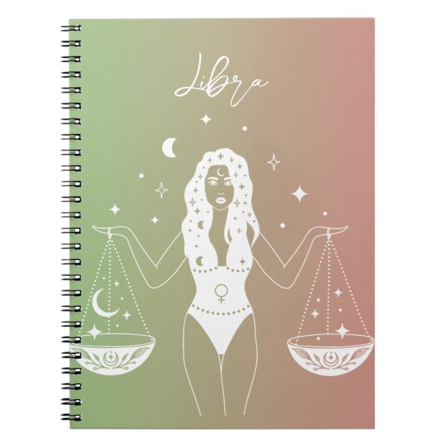Libra zodiac horoscope star sign gradient notebook (Front)