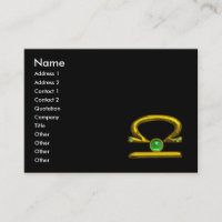 LIBRA  ZODIAC JEWEL Green Emerald & Gold Black