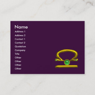 LIBRA ZODIAC JEWEL Green Emerald & Gold Purple Business Card