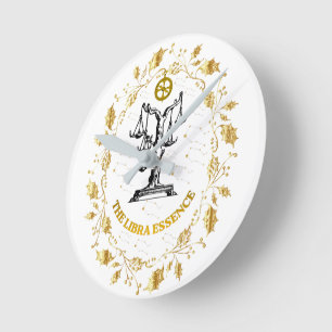 Libra Zodiac Luxury Aesthetic Stars Art Round Clock