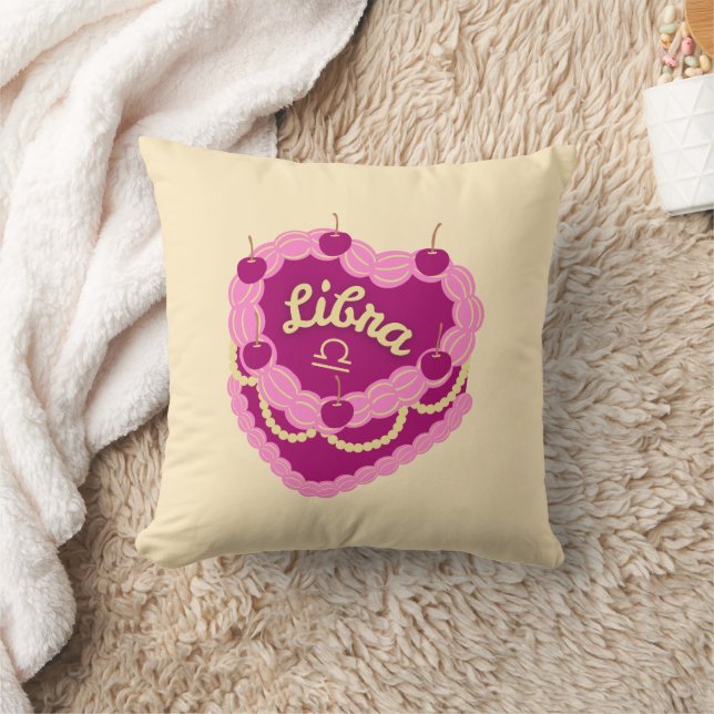 Libra Zodiac Pastel Heart Birthday Cake Cushion (Blanket)