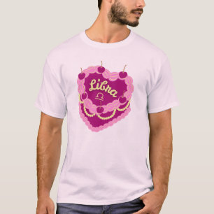 Libra Zodiac Pastel Heart Birthday Cake T-Shirt