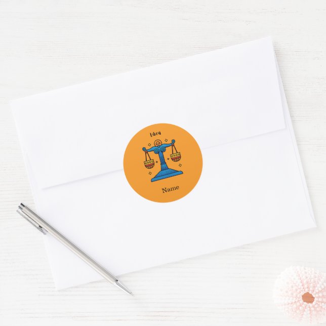 Libra Zodiac Retro Pop Art - Personalised Gift Classic Round Sticker (Envelope)