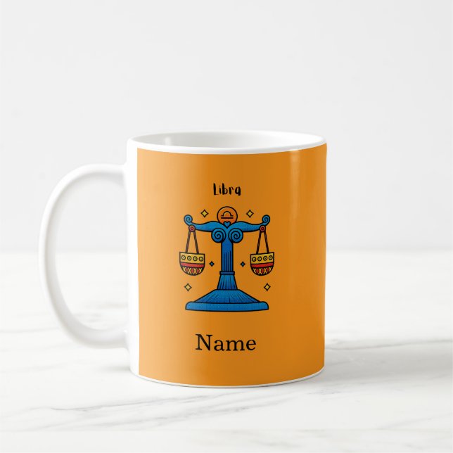 Libra Zodiac Retro Pop Art - Personalised Gift Coffee Mug (Left)