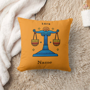 Libra Zodiac Retro Pop Art - Personalised Gift Cushion
