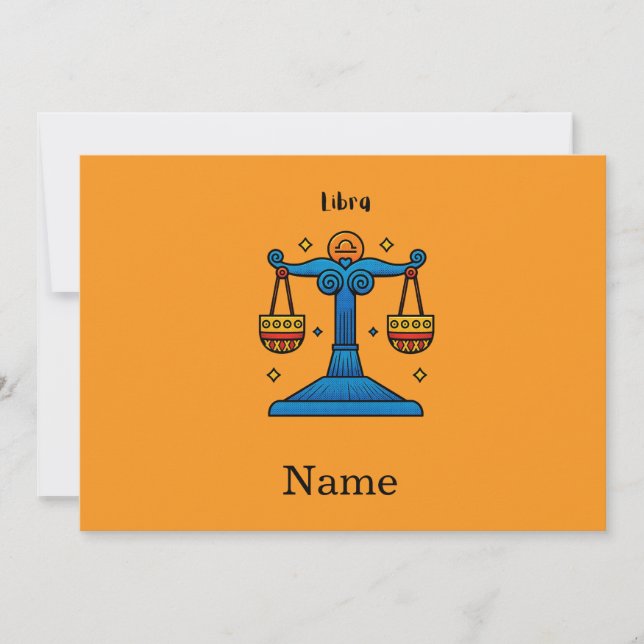 Libra Zodiac Retro Pop Art - Personalised Gift Invitation (Front)