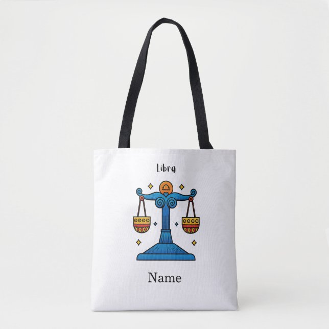 Libra Zodiac Retro Pop Art - Personalised Gift Tote Bag (Front)
