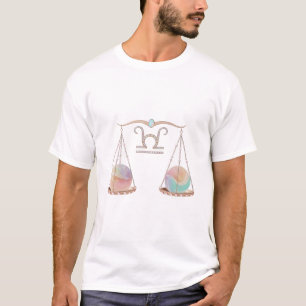 Libra Zodiac Scales - Pink Tourmaline Opal T-Shirt